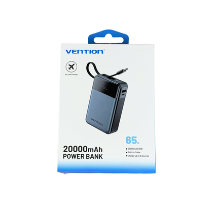 65W Laptop Power Bank 20K (Built-in Cable)